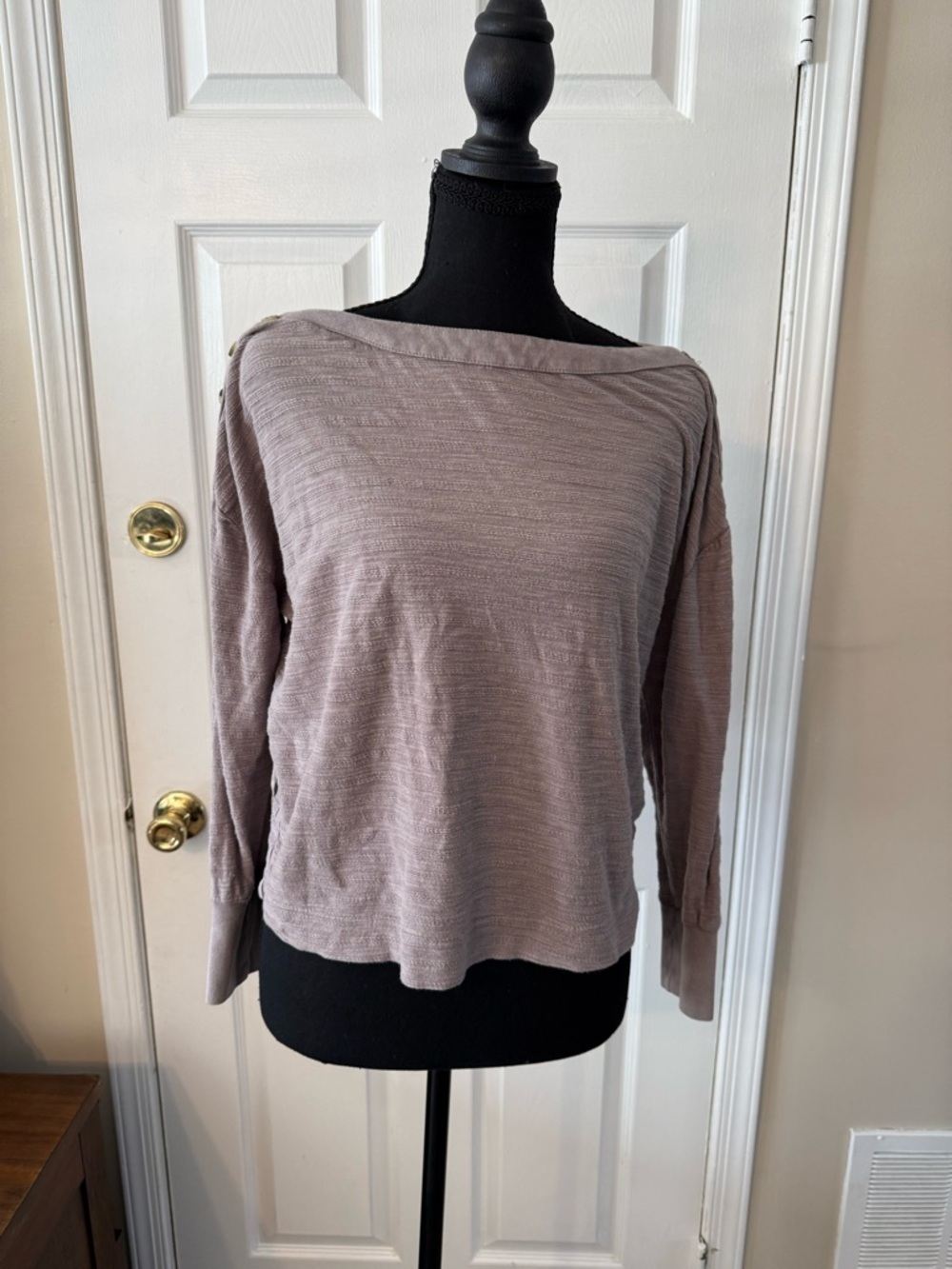 Anthropologie Off-Shoulder Long Sleeve Top in Mauve